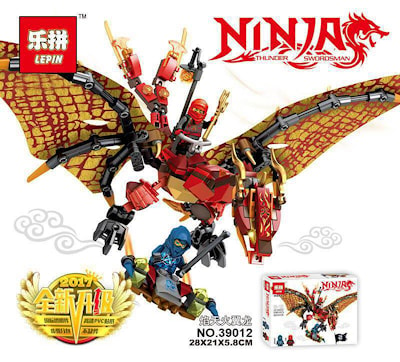 Конструктор Ninjago Lepin (39012). НиндзяГо. Красный дракон Кая. 312 детали, 2 минифигурки, возраст 6+  